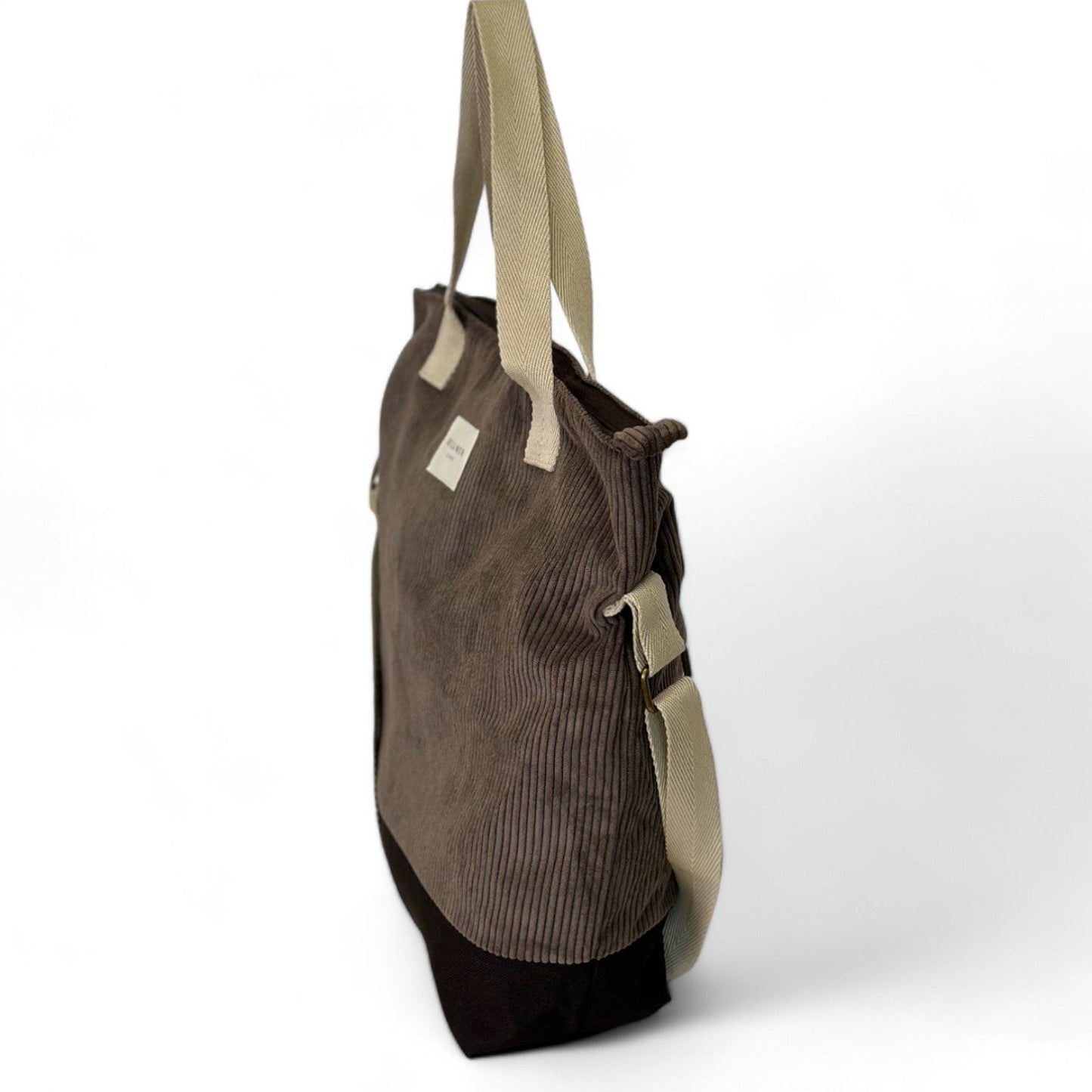 Shopper met rits Rib BROWN