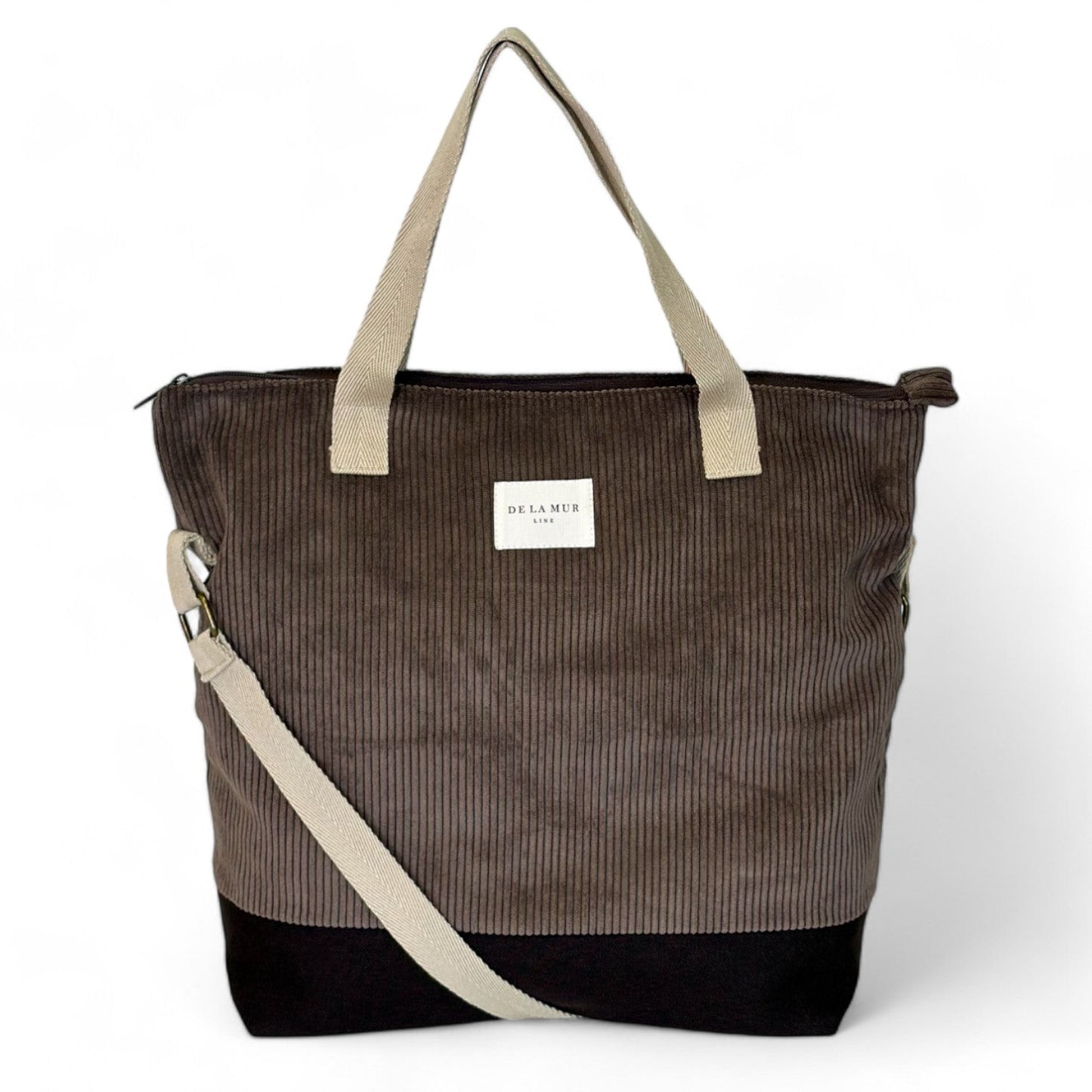 Shopper met rits De La Mur Line Rib BROWN