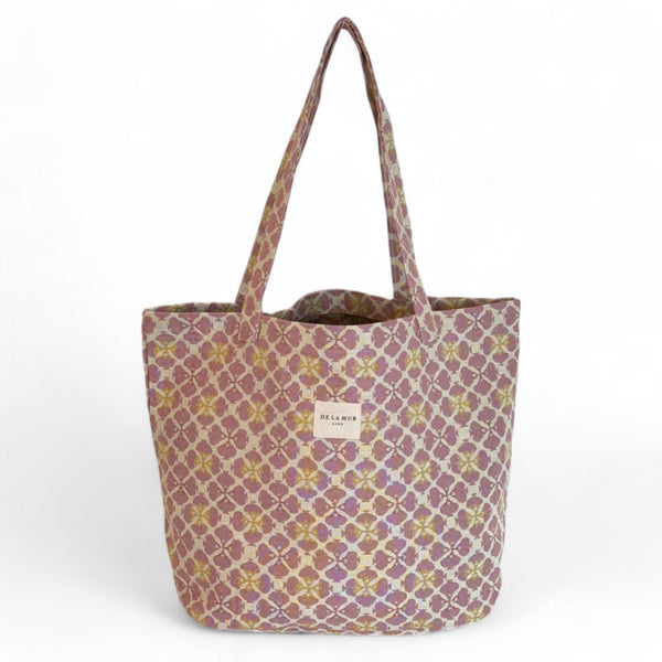 Grote Shopper De La Mur Line BLAT roze print met gele details 