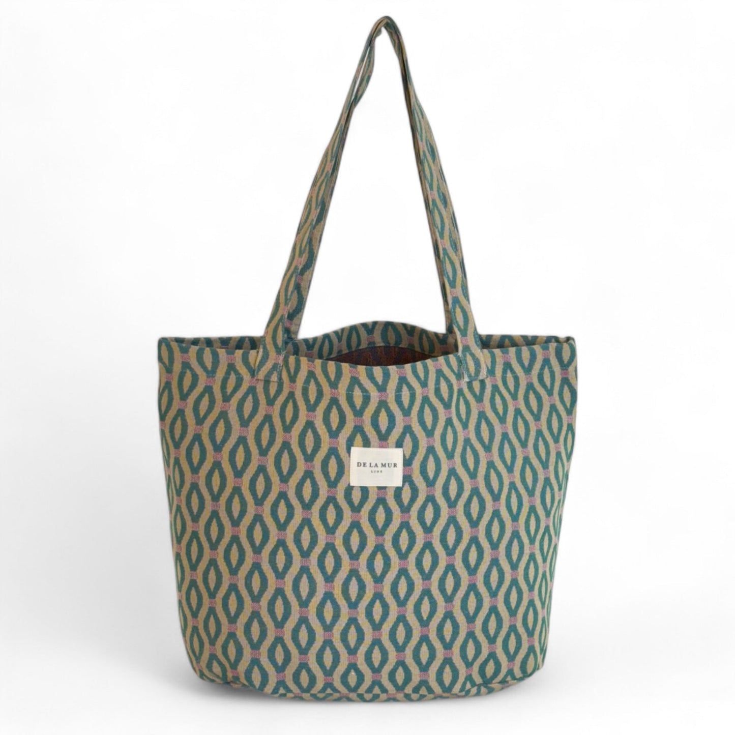 Grote Shopper De La Mur Line CADE groen met roze print 